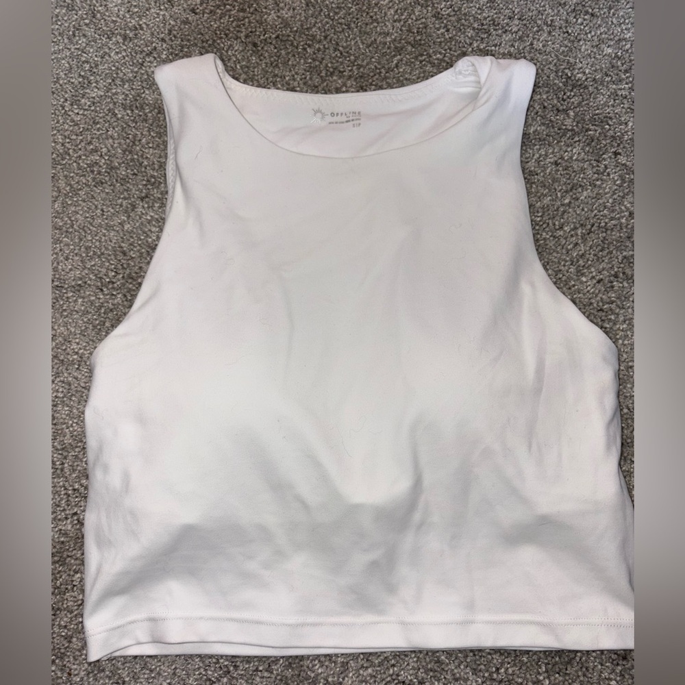 Aerie white cropped high neck sports bra!